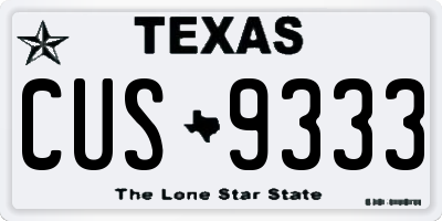 TX license plate CUS9333