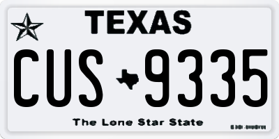 TX license plate CUS9335