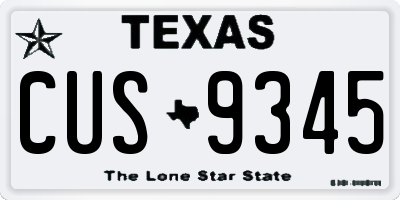 TX license plate CUS9345