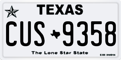 TX license plate CUS9358