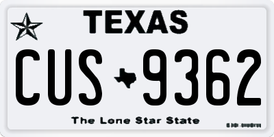 TX license plate CUS9362