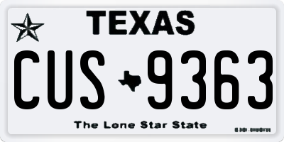 TX license plate CUS9363