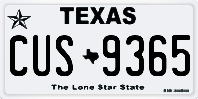 TX license plate CUS9365