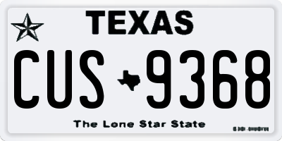 TX license plate CUS9368