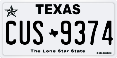 TX license plate CUS9374