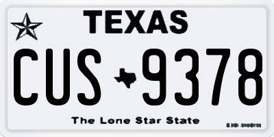 TX license plate CUS9378