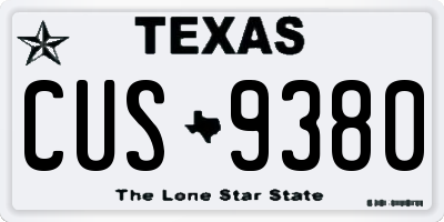TX license plate CUS9380