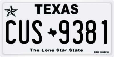 TX license plate CUS9381