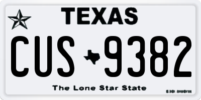 TX license plate CUS9382