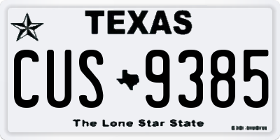 TX license plate CUS9385