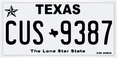 TX license plate CUS9387