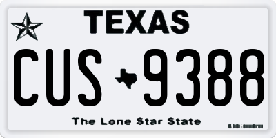 TX license plate CUS9388