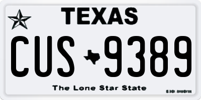 TX license plate CUS9389