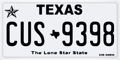 TX license plate CUS9398