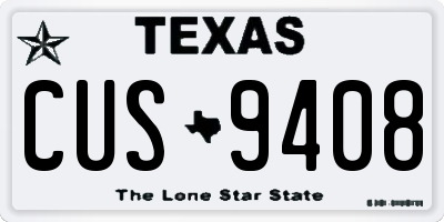 TX license plate CUS9408
