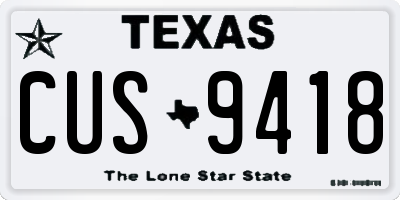 TX license plate CUS9418