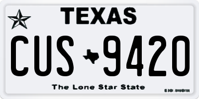 TX license plate CUS9420
