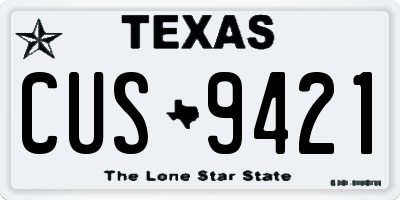 TX license plate CUS9421