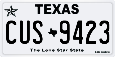 TX license plate CUS9423