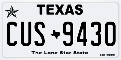 TX license plate CUS9430