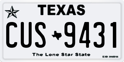 TX license plate CUS9431