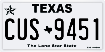 TX license plate CUS9451