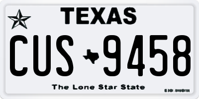 TX license plate CUS9458