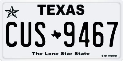 TX license plate CUS9467