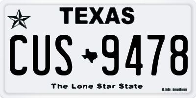 TX license plate CUS9478