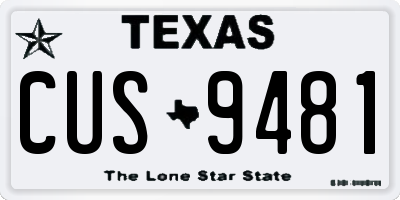 TX license plate CUS9481