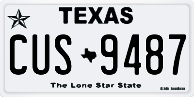 TX license plate CUS9487