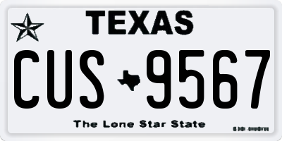 TX license plate CUS9567