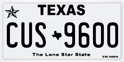 TX license plate CUS9600