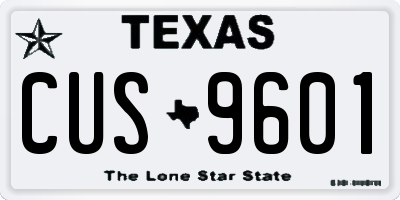 TX license plate CUS9601