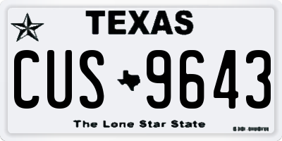 TX license plate CUS9643
