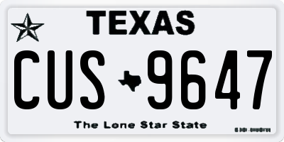 TX license plate CUS9647