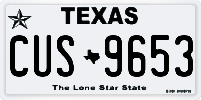 TX license plate CUS9653