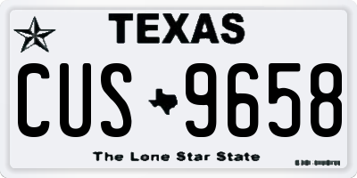 TX license plate CUS9658
