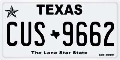 TX license plate CUS9662