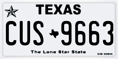 TX license plate CUS9663