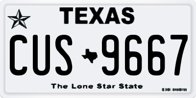 TX license plate CUS9667