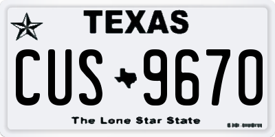 TX license plate CUS9670