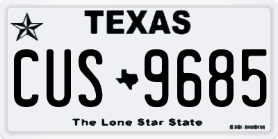 TX license plate CUS9685