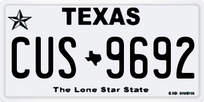 TX license plate CUS9692