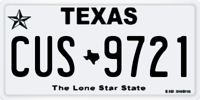 TX license plate CUS9721