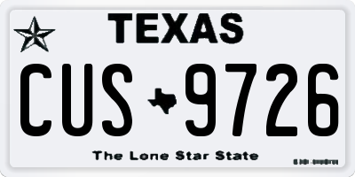 TX license plate CUS9726