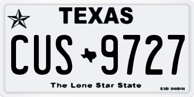 TX license plate CUS9727
