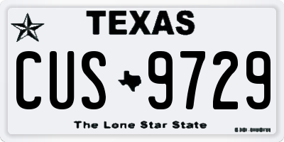 TX license plate CUS9729