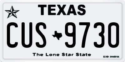 TX license plate CUS9730