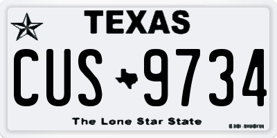 TX license plate CUS9734